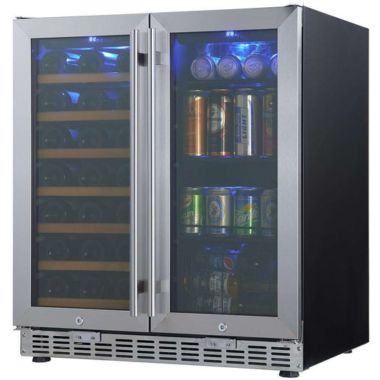 30" Under Counter Low-E Glass Door Wine and Beer Cooler Combo-My Vino Vault