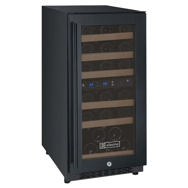 Allavino 15 Wide FlexCount II Tru-Vino 30 Bottle Dual Zone Black Wine Refrigerator-My Vino Vault