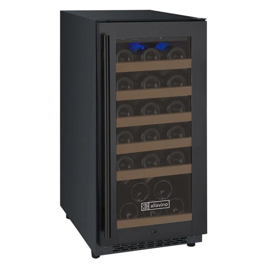 Allavino 15" Wide FlexCount II Tru-Vino 30 Bottle Single Zone Black Wine Refrigerator-My Vino Vault