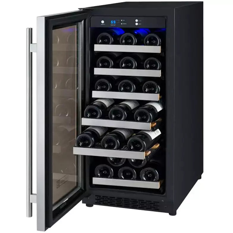 Allavino 15" Wide FlexCount II Tru-Vino 30 Bottle Single Zone Stainless Steel Left Hinge Wine Refrigerator-My Vino Vault