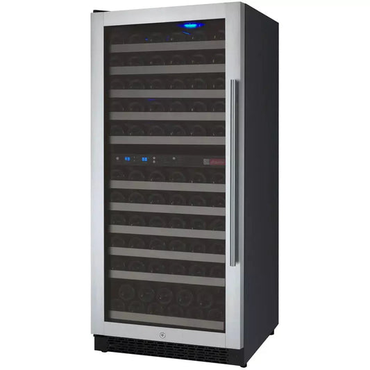 Allavino 24" Wide FlexCount II Tru-Vino 121 Bottle Dual Zone Stainless Steel Left Hinge Wine Refrigerator-My Vino Vault