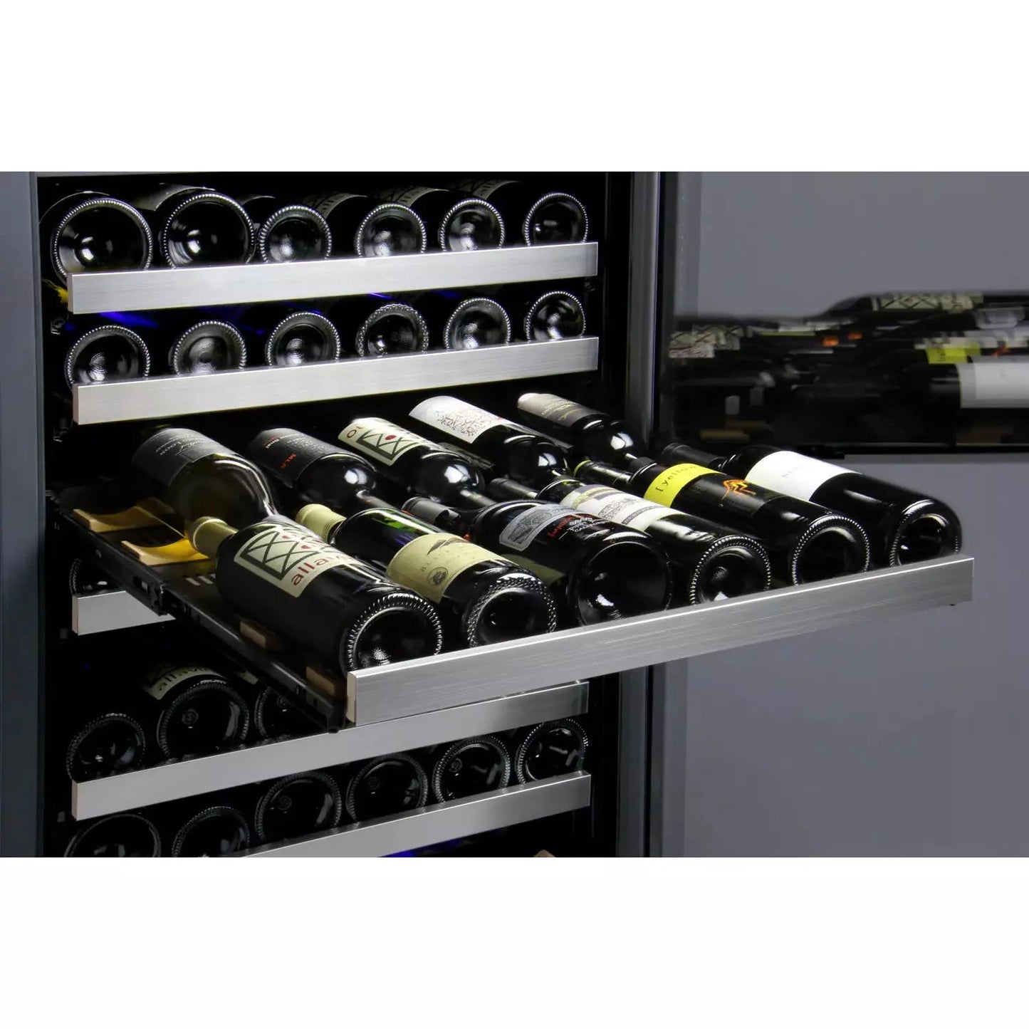 Allavino 24" Wide FlexCount II Tru-Vino 128 Bottle Single Zone Stainless Steel Right Hinge Wine Refrigerator-My Vino Vault