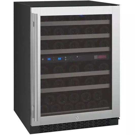 Allavino 24" Wide FlexCount II Tru-Vino 56 Bottle Dual Zone Stainless Steel Right Hinge Wine Refrigerator-My Vino Vault