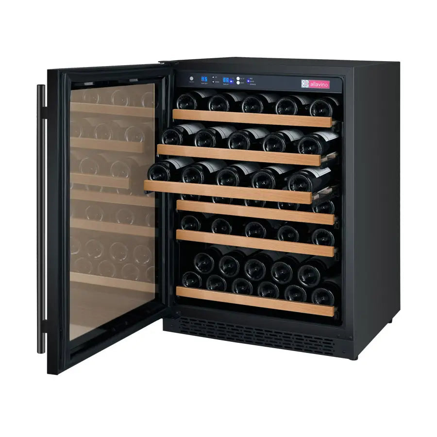 Allavino 24" Wide FlexCount II Tru-Vino 56 Bottle Single Zone Black Left Hinge Wine Refrigerator-My Vino Vault