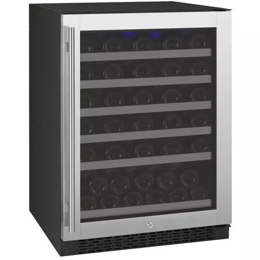 Allavino 24" Wide FlexCount II Tru-Vino 56 Bottle Single Zone Stainless Steel Right Hinge Wine Refrigerator-My Vino Vault