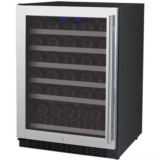 Allavino 24" Wide FlexCount II Tru-Vino Series 56 Bottle Single Zone Stainless Steel Left Hinge Wine Refrigerator-My Vino Vault