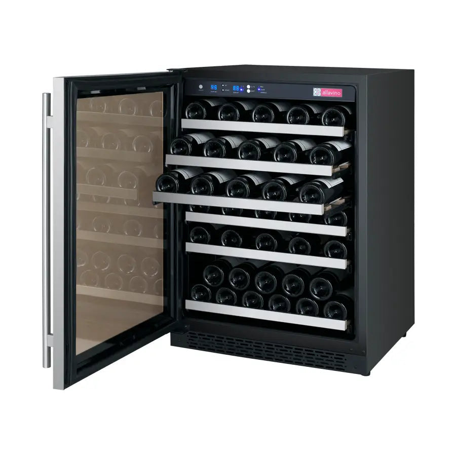 Allavino 24" Wide FlexCount II Tru-Vino Series 56 Bottle Single Zone Stainless Steel Left Hinge Wine Refrigerator-My Vino Vault