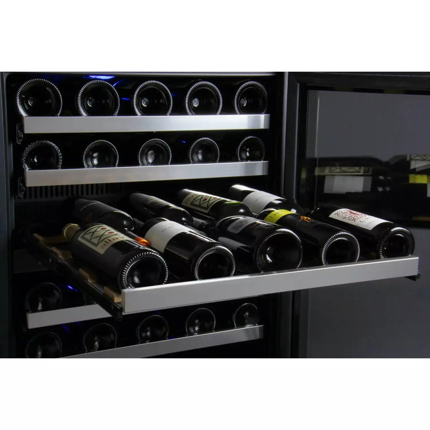 Allavino 24" Wide FlexCount II Tru-Vino Series 56 Bottle Single Zone Stainless Steel Left Hinge Wine Refrigerator-My Vino Vault