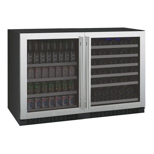 Allavino 47" Wide FlexCount II Series 56 Bottle/154 Can Dual Zone Stainless Steel Side-by-Side Wine Refrigerator/Beverage Center-My Vino Vault