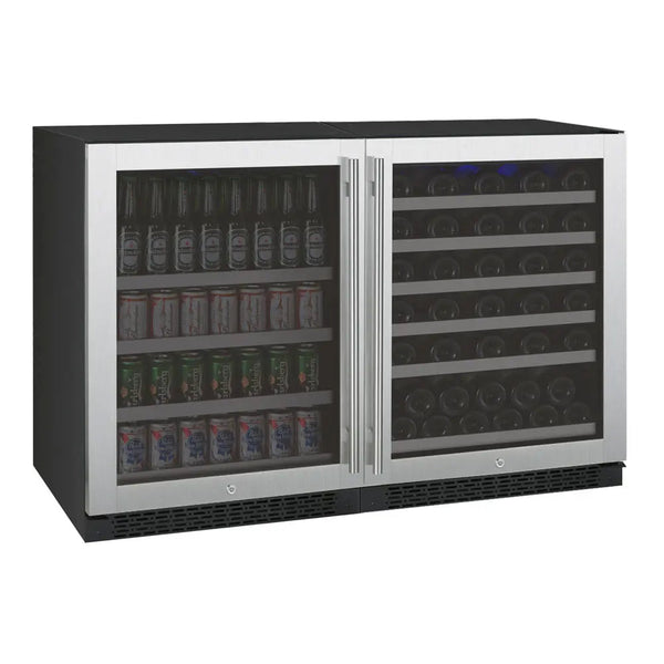 Allavino 47 Wide FlexCount II Series 56 Bottle/154 Can Dual Zone Stainless Steel Side-by-Side Wine Refrigerator/Beverage Center-My Vino Vault