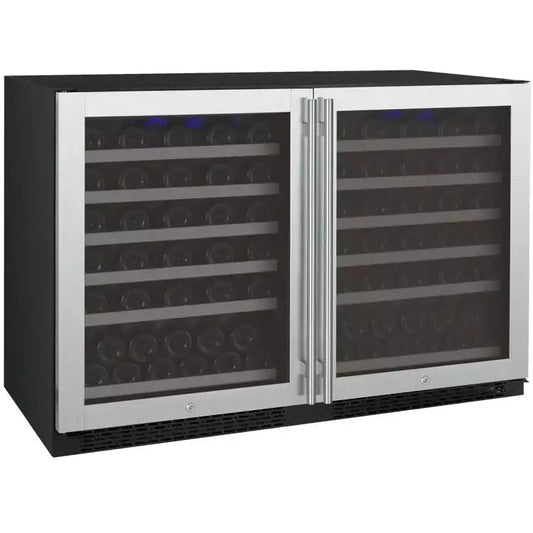 Allavino 47" Wide FlexCount II Tru-Vino 112 Bottle Dual-Zone Stainless Steel Side-by-Side Wine Refrigerator-My Vino Vault