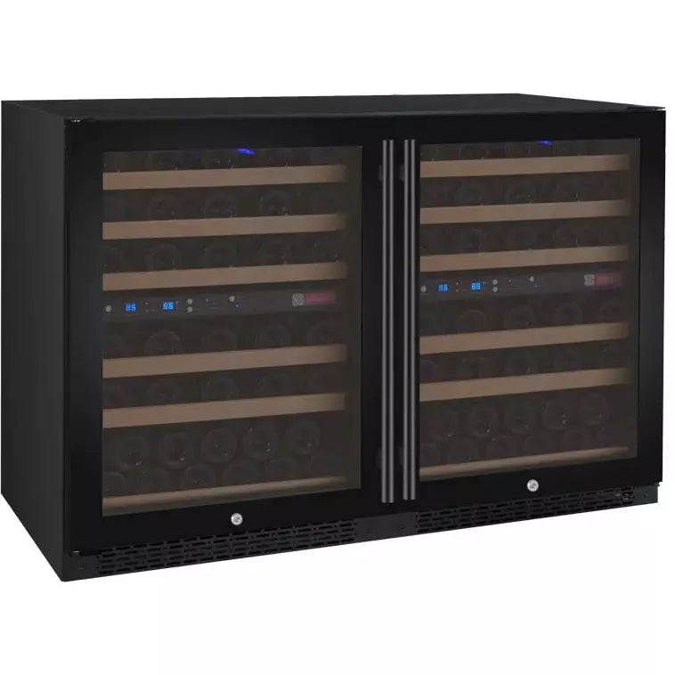 Allavino 47" Wide FlexCount II Tru-Vino 112 Bottle Four Zone Black Side-by-Side Wine Refrigerator-My Vino Vault