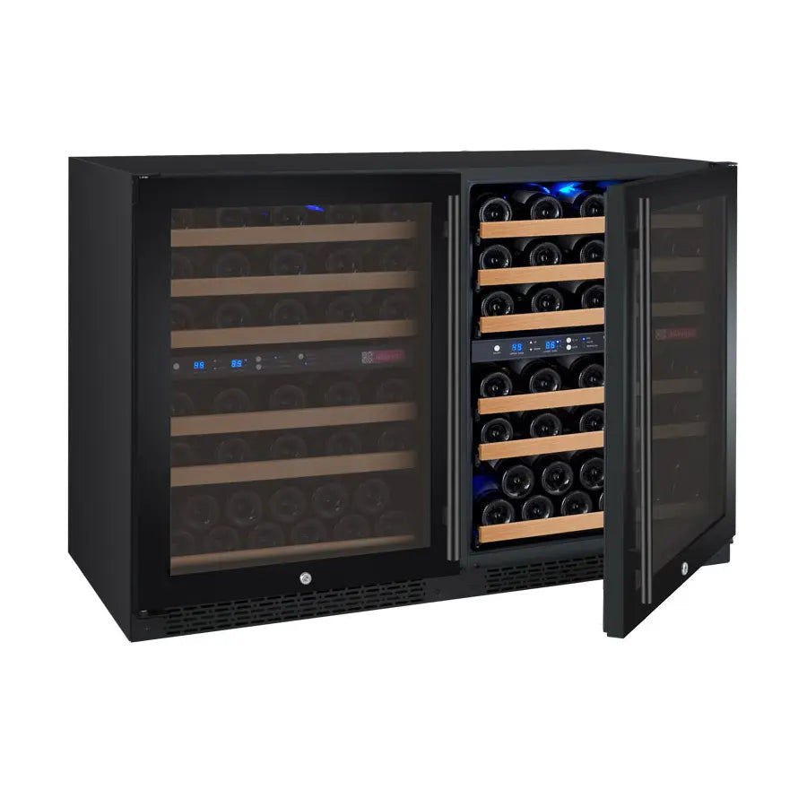 Allavino 47" Wide FlexCount II Tru-Vino 112 Bottle Four Zone Black Side-by-Side Wine Refrigerator-My Vino Vault