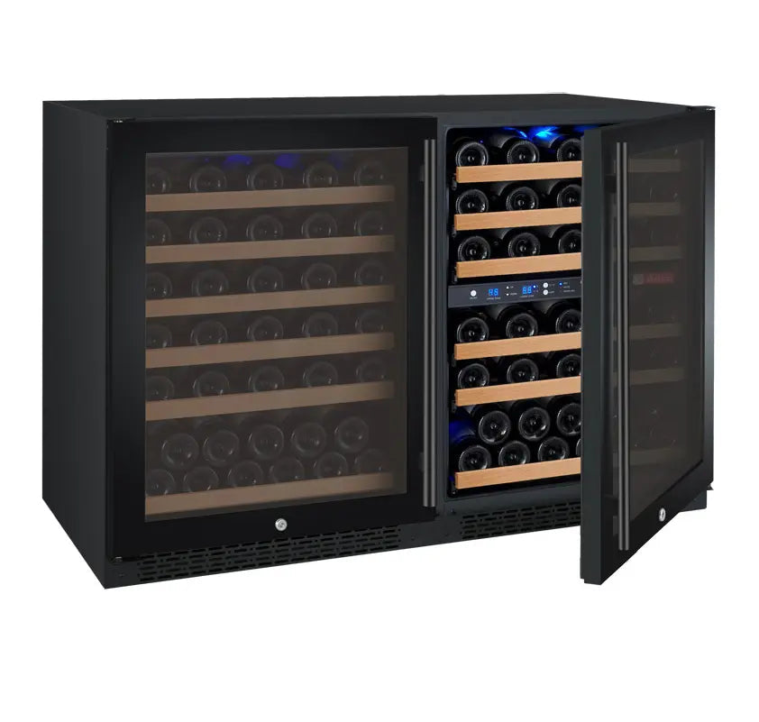 Allavino 47" Wide FlexCount II Tru-Vino 112 Bottle Three Zone Black Side-by-Side Wine Refrigerator-My Vino Vault