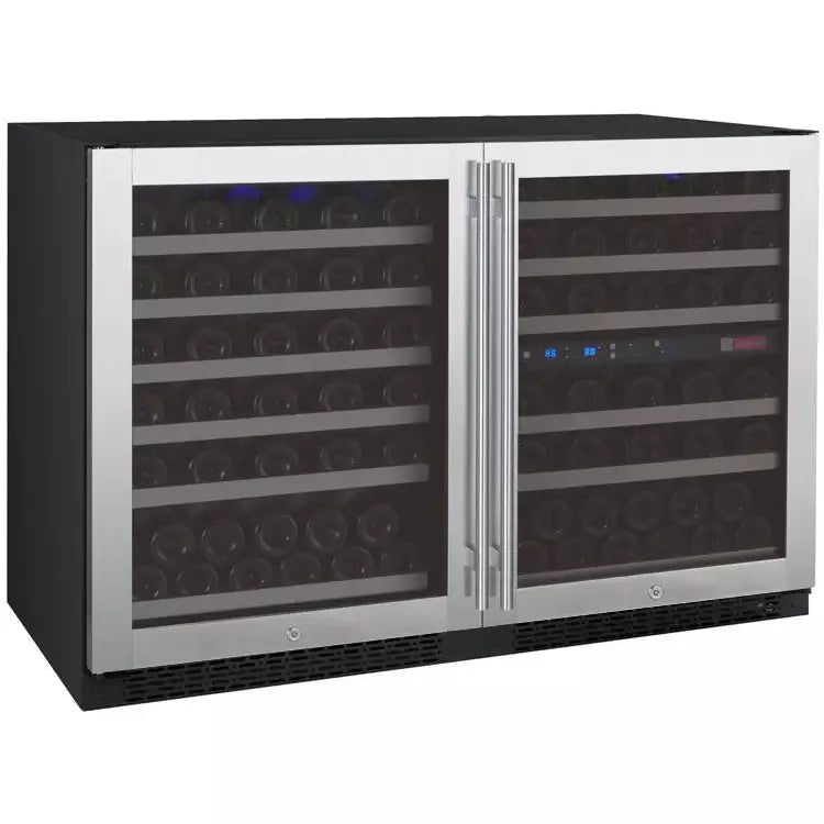 Allavino 47" Wide FlexCount II Tru-Vino 112 Bottle Three Zone Stainless Steel Side-by-Side Wine Refrigerator-My Vino Vault