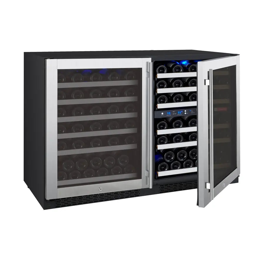 Allavino 47" Wide FlexCount II Tru-Vino 112 Bottle Three Zone Stainless Steel Side-by-Side Wine Refrigerator-My Vino Vault