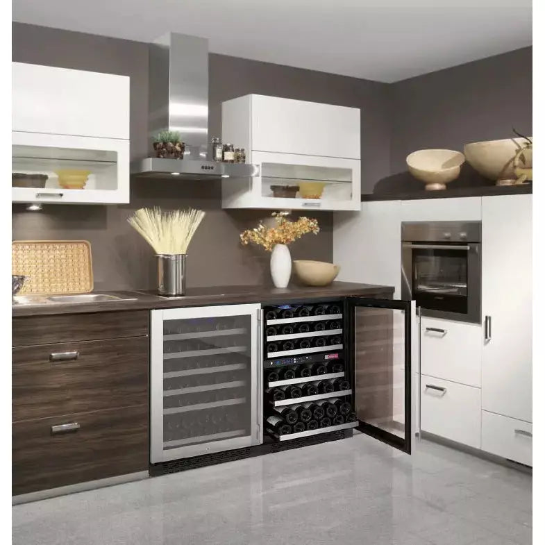 Allavino 47" Wide FlexCount II Tru-Vino 112 Bottle Three Zone Stainless Steel Side-by-Side Wine Refrigerator-My Vino Vault