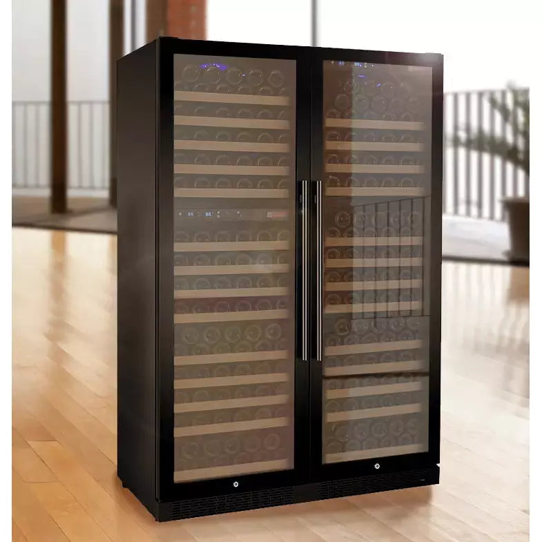 Allavino 47" Wide FlexCount II Tru-Vino 349 Bottle Three Zone Black Side-by-Side Wine Refrigerator-My Vino Vault