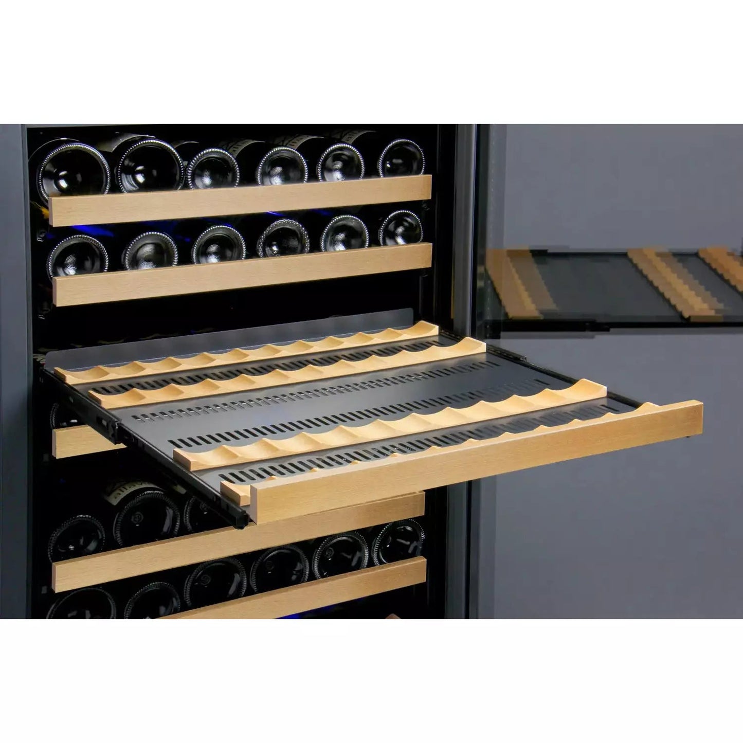 Allavino 47" Wide FlexCount II Tru-Vino 349 Bottle Three Zone Black Side-by-Side Wine Refrigerator-My Vino Vault