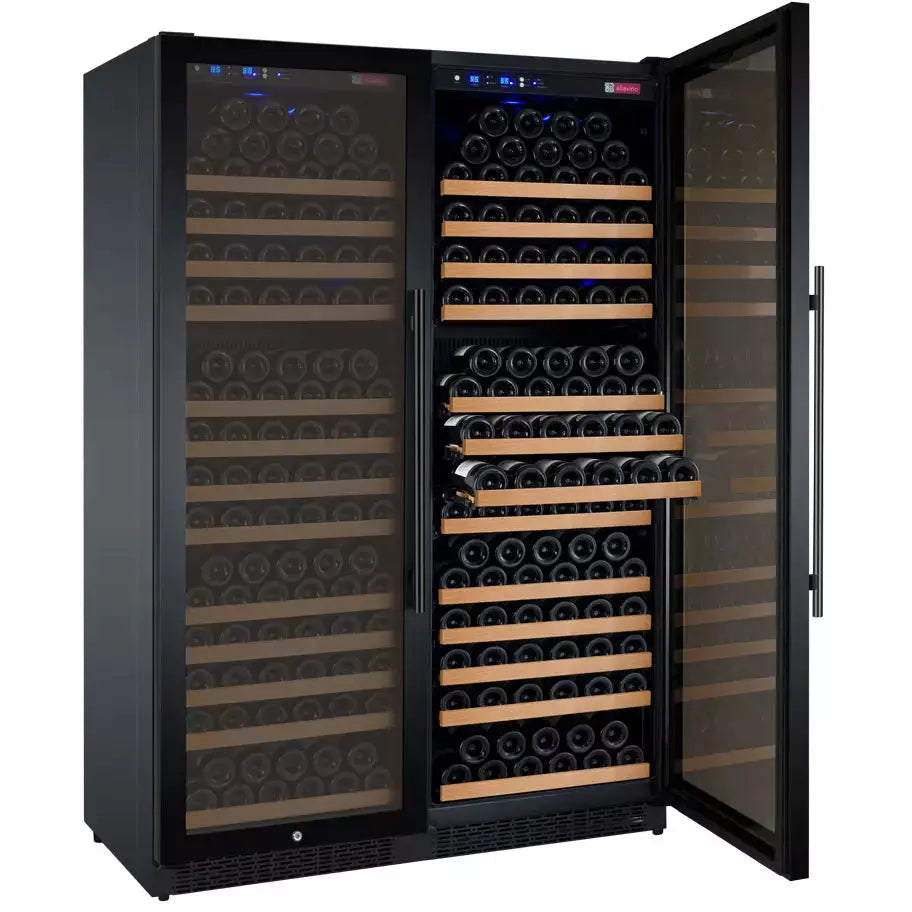 Allavino 47" Wide FlexCount II Tru-Vino 354 Bottle Dual Zone Black Side-by-Side Wine Refrigerator-My Vino Vault