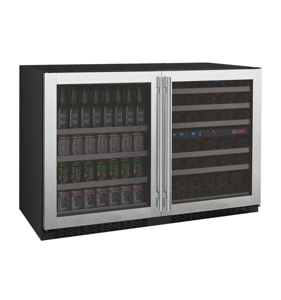 Allavino 47 Wide FlexCount II Tru-Vino 56 Bottle/124 Can Stainless Steel Side-by-Side Wine Refrigerator/Beverage Center-My Vino Vault