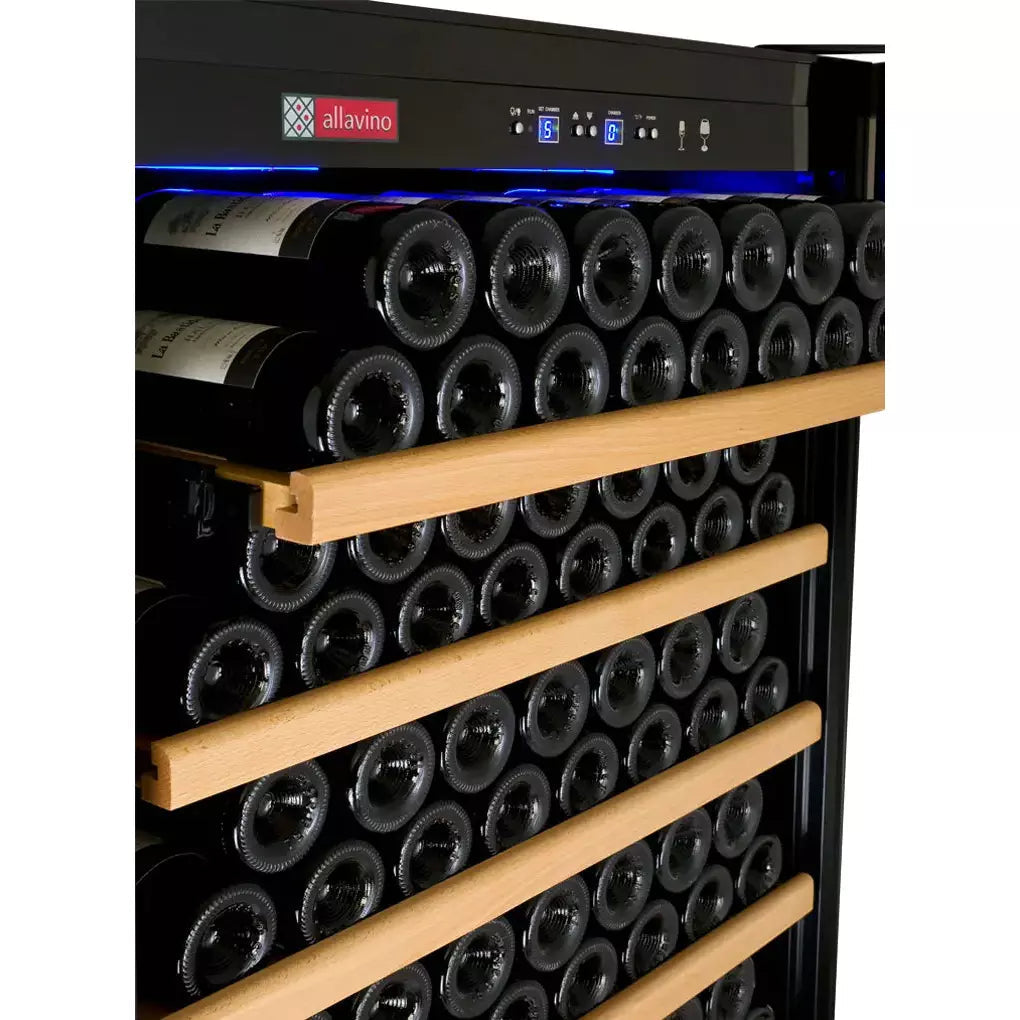 Allavino 63" Wide Vite II Tru-Vino 554 Bottle Dual Zone Black Side-by-Side Wine Refrigerator-My Vino Vault